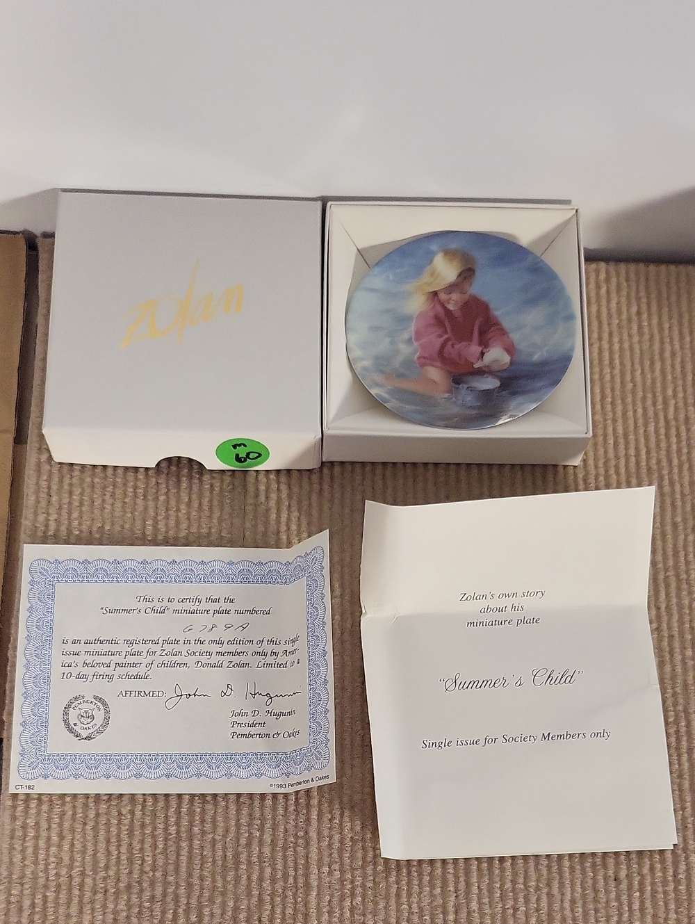 Donald Zolan "SUMMER'S CHILD" Collectors Plate  1993 Pemberton & Oakes